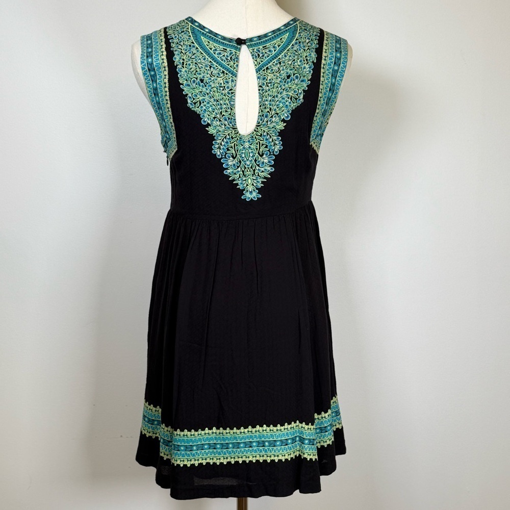 Free People Black And Green Floral Sleeveless Lightweight Dress Women’s Size 2 - Picture 5 of 9